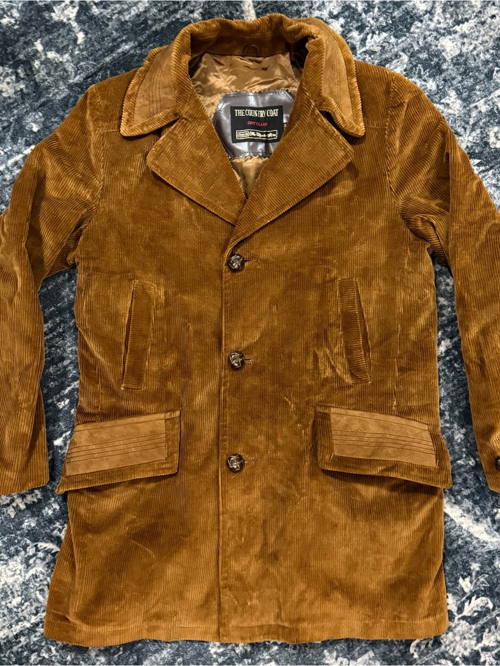 Vintage 1970’s The Country Coat Sears brown corduroy overcoat size 38 wool lined